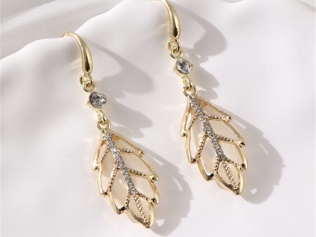 Cats Eye & Cubic Zirconia 18K Gold-Plated Leaf Drop Earrings Cheap