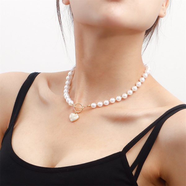 Pearl & Enamel 18K Gold-Plated Heart Pendant Choker Necklace Sale