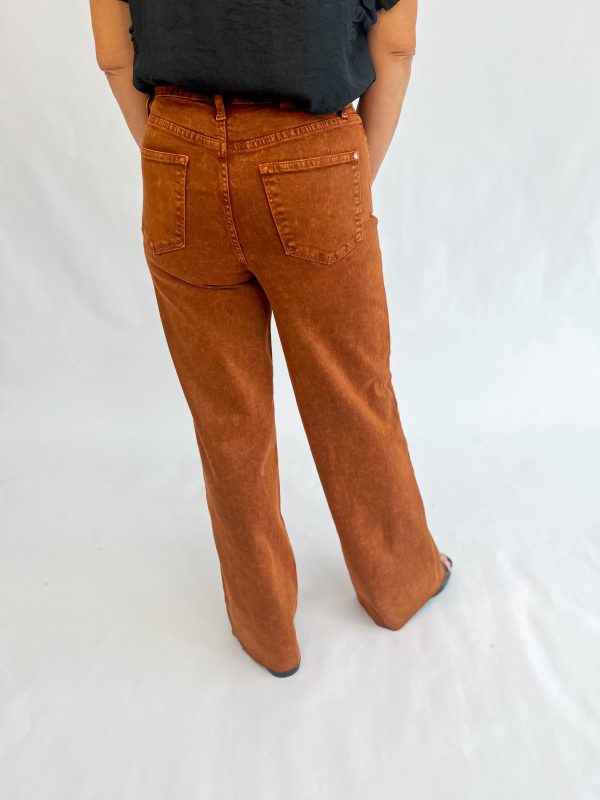 [Judy Blue] Retro Wide Leg Jean-Pumpkin Spice Discount