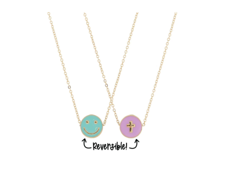 [Jane Marie] Kids Reversible Necklace-Happy Face Cross For Discount