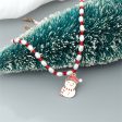 Pearl & Red Enamel Beaded Snowman Pendant Necklace For Cheap