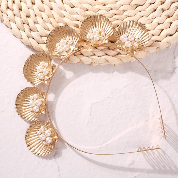 Pearl & 18K Gold-Plated Shell Headband Online Sale