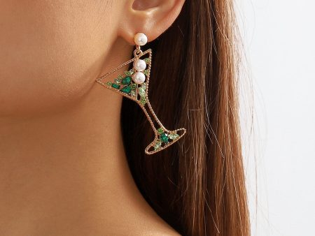 Pearl & Green Crystal Cubic Zirconia Cocktail Drop Earrings Online now