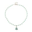 Pearl & Green Enamel Acrylic 18K Gold-Plated Festive Tree Pendant Necklace Discount