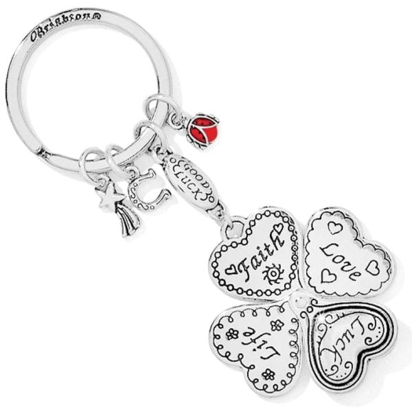 [Brighton] Lucky Clover Heart Fob-Silver Online Sale