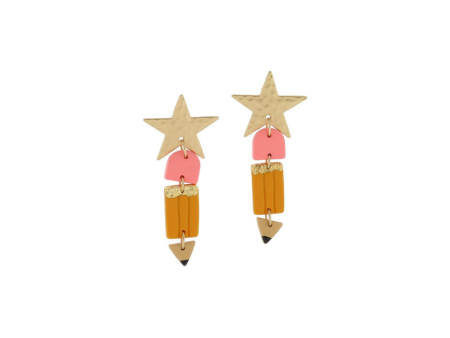 [Jane Marie] Gold Star Clay Pencil Earrings Online