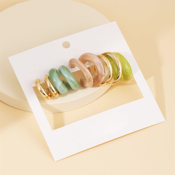 Colored Resin & 18K Gold-Plated Hoop Earring Set Sale