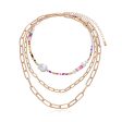 Pearl & Multicolor Howlite Polymer Clay 18K Gold-Plated Layered Necklace For Discount