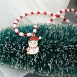 Pearl & Red Enamel Beaded Snowman Pendant Necklace For Cheap