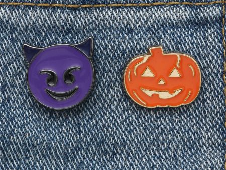 Purple Devil Brooch & Orange Pumpkin Brooch Fashion