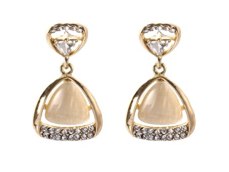 Cats Eye & Crystal 18K Gold-Plated Triangle Drop Earrings Online Sale