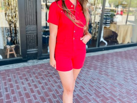 [Judy Blue] The Juni Romper-Red Supply