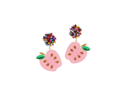 [Jane Marie] Multi Beaded Apple Earrings-Pink Online Sale