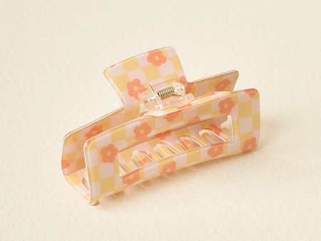 Daisy Check Claw Clip-Peach Online