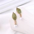 Pearl & Green Enamel 18K Gold-Plated Leaf Drop Earrings Online Sale