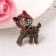 Red Cubic Zirconia & 18K Gold-Plated Reindeer Brooch on Sale