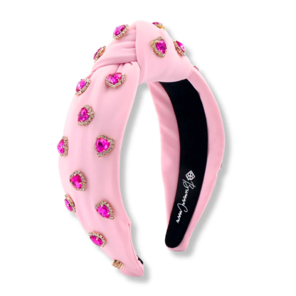 [Brianna Cannon] Light Pink Headband with Hot Pink Hearts Fashion