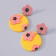 Yellow & Pink Floral Disc Drop Earrings Online now