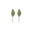 Pearl & Green Enamel 18K Gold-Plated Leaf Drop Earrings Online Sale