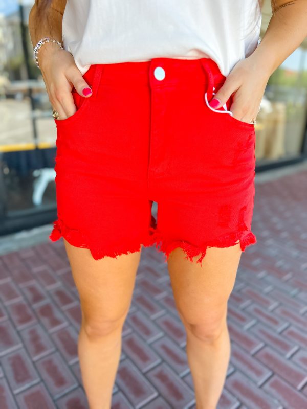 [Risen] High Rise Distressed Shorts-Fiesta Online