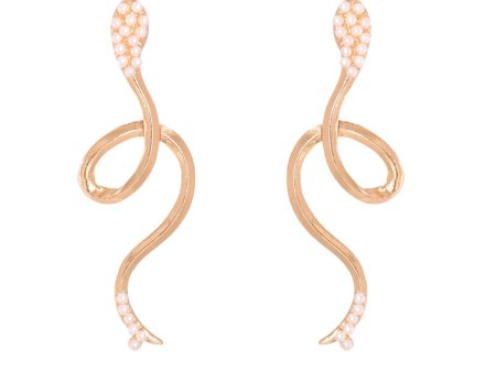 Pearl & 18K Gold-Plated Snake Drop Earrings Online now