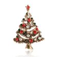 Red Cubic Zirconia & 18K Gold-Plated Christmas Tree Brooch Discount