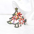 Red Crystal & Green Cubic Zirconia Open Christmas Tree Brooch Cheap