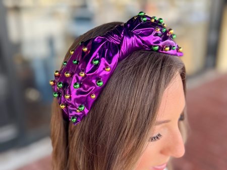 [Brianna Cannon] Purple Mardi Gras Bow Headband on Sale