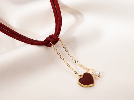 Pearl & Red Nylon 18K Gold-Plated Heart Tassel Necklace Online now