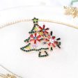 Red Crystal & Green Cubic Zirconia Open Christmas Tree Brooch Cheap