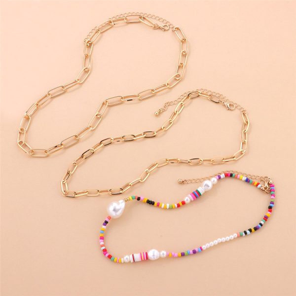 Pearl & Multicolor Howlite Polymer Clay 18K Gold-Plated Layered Necklace For Discount