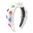 [Brianna Cannon] White Headband-Multi Colored Beaded Flowers on Sale