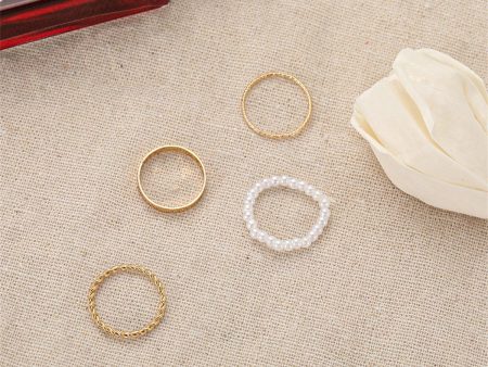 Pearl & 18K Gold-Plated Band Ring Set Sale