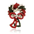 Red Cubic Zirconia & 18K Gold-Plated Christmas Wreath Brooch Cheap