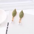 Pearl & Green Enamel 18K Gold-Plated Leaf Drop Earrings Online Sale