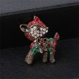 Red Cubic Zirconia & 18K Gold-Plated Reindeer Brooch on Sale