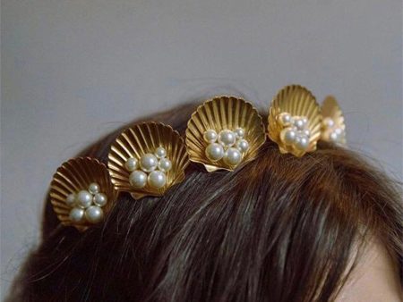 Pearl & 18K Gold-Plated Shell Headband Online Sale