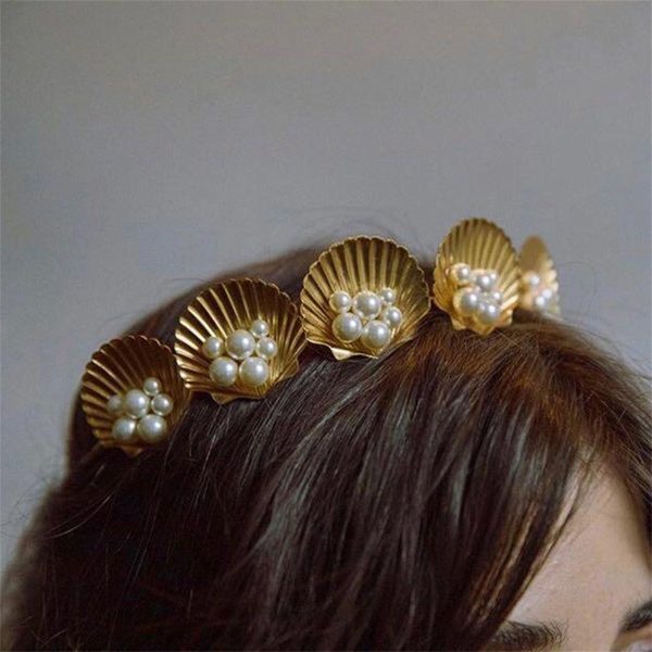 Pearl & 18K Gold-Plated Shell Headband Online Sale