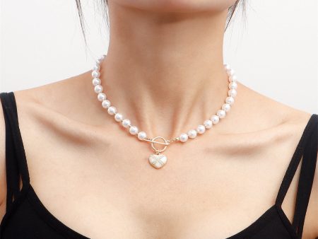 Pearl & Enamel 18K Gold-Plated Heart Pendant Choker Necklace Sale