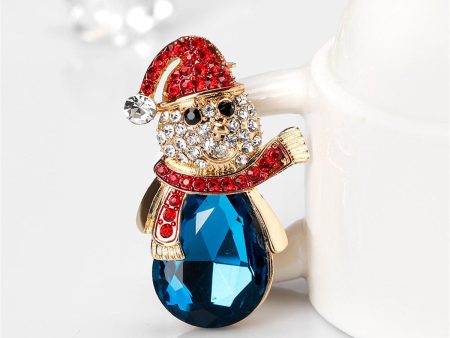 Crystal & Red Cubic Zirconia Snowman Brooch Discount