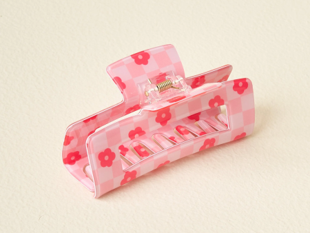 Daisy Check Claw Clip-Hot Pink Online