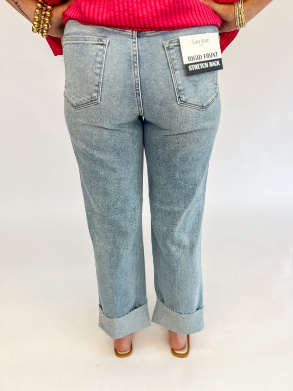 [Judy Blue] Loving Life Straight Leg Destroyed  Rigid Jean Fashion