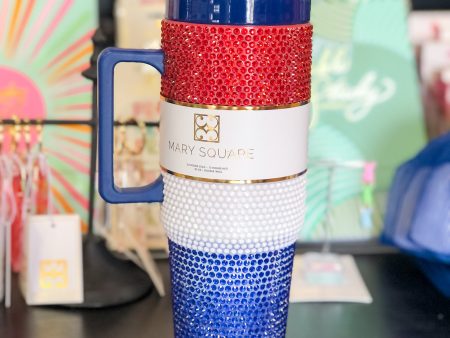 [Mary Square] 30 oz To-Go Tumbler Red, White & Blue Online