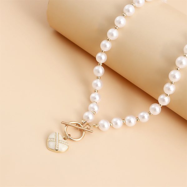 Pearl & Enamel 18K Gold-Plated Heart Pendant Choker Necklace Sale