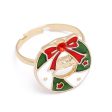 Red Cubic Zirconia & Enamel 18K Gold-Plated Bow Wreath Adjustable Ring For Cheap