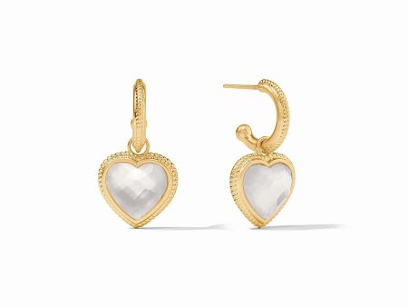 [Julie Vos]  Heart Hoop & Charm Earrings-Iridescent Clear Crystal For Discount