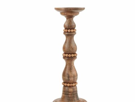 Small Beaded Wood Candlestick on Sale