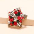 Red Cubic Zirconia & 18K Gold-Plated Moon Star Brooch Sale