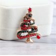 Red Cubic Zirconia & 18K Gold-Plated Christmas Tree Brooch Online Sale