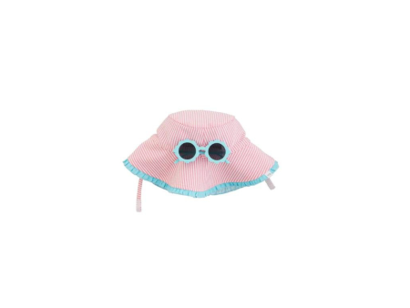 [Mud Pie] Seersucker Hat & Sunglasses-Pink Online Sale